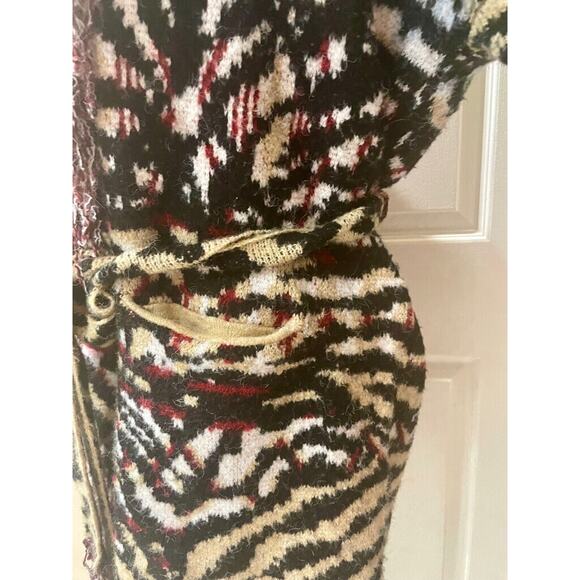 ANTHROPOLOGIE COAT SWEATER FRINGED PENNY LANE ANIMAL PRINT Sz S BOHO AESTHETIC - Picture 15 of 16